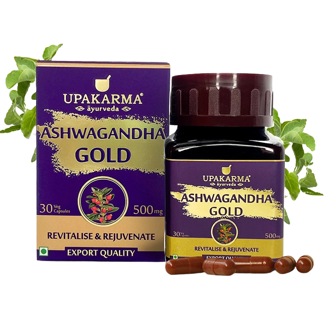 Upakarma Ashwagandha Gold Capsules – 500mg (30 Capsules)